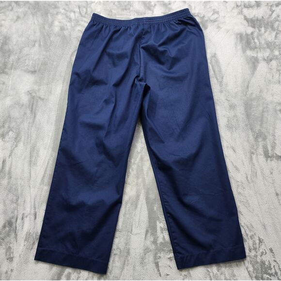 Vintage Alfred Dunner Pants Womens 14 PETITE Blue Pull On High Rise Tapered Leg - Picture 2 of 10